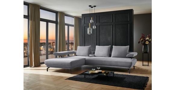 ECKSOFA in Chenille Grau 224/305 cm - Schwarz/Grau, Design, Textil/Metall (224/305cm) - Dieter Knoll