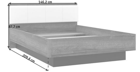 BETT 140/200 cm Schwarz, Weiß, Eichefarben  - Eichefarben/Schwarz, Design, Kunststoff/Metall (140/200cm) - Carryhome