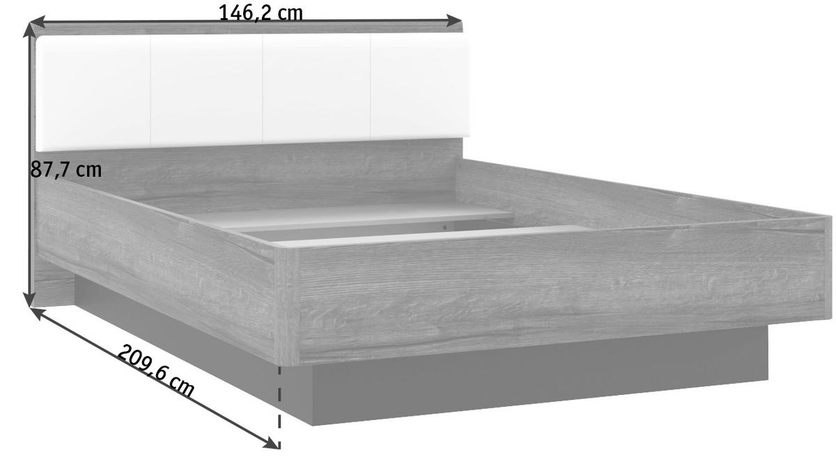 POSTELJA 140 cm   x 200 cm  , kovina, umetna masa, leseni material črna, bela, barve hrasta  - črna/barve hrasta, Design, kovina/umetna masa (140/200cm) - Carryhome