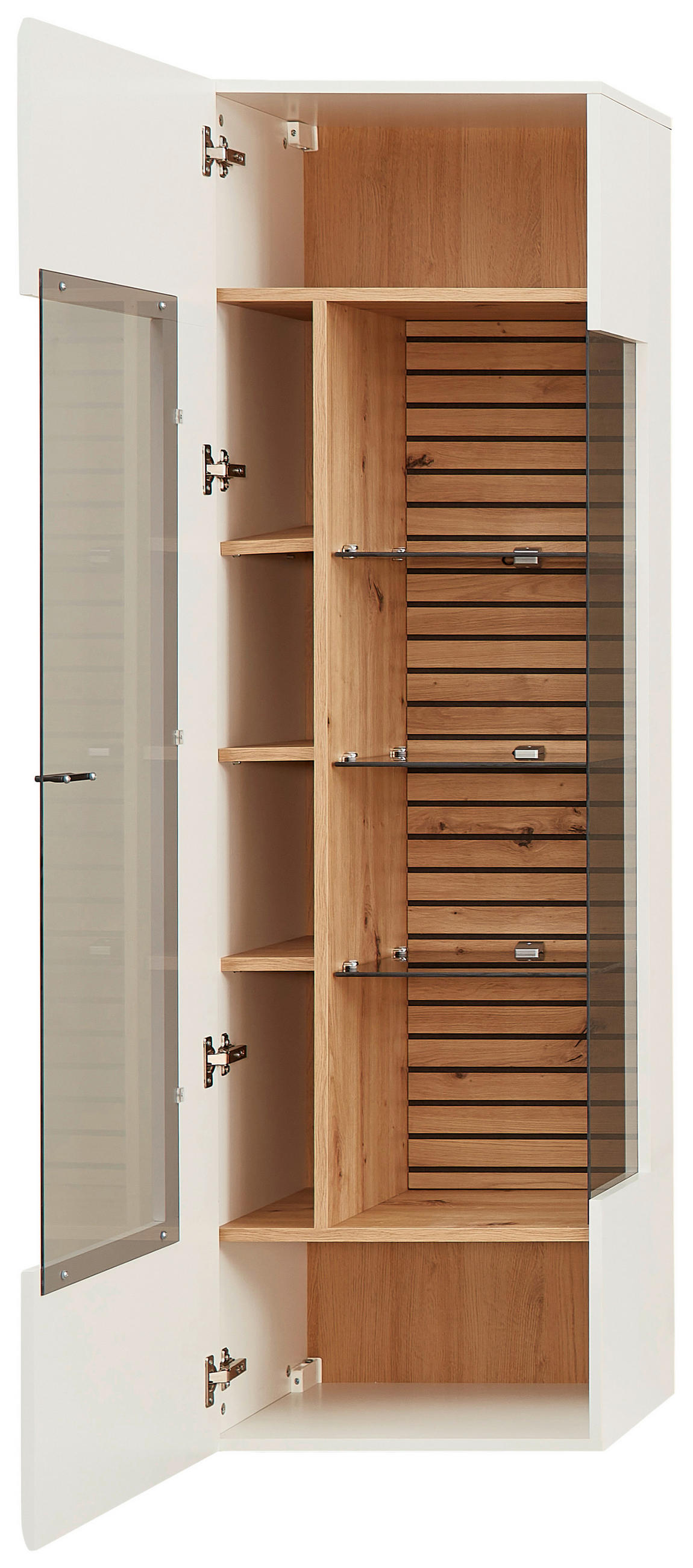 HÄNGEVITRINE Weiss, Eiche Artisan  49/167/40 cm  - Weiss/Anthrazit, Design, Glas/Holzwerkstoff (49/167/40cm) - Stylife