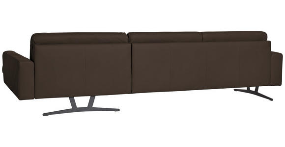 ECKSOFA in Echtleder Dunkelbraun  - Anthrazit/Dunkelbraun, KONVENTIONELL, Leder/Metall (324/182cm) - Ambiente