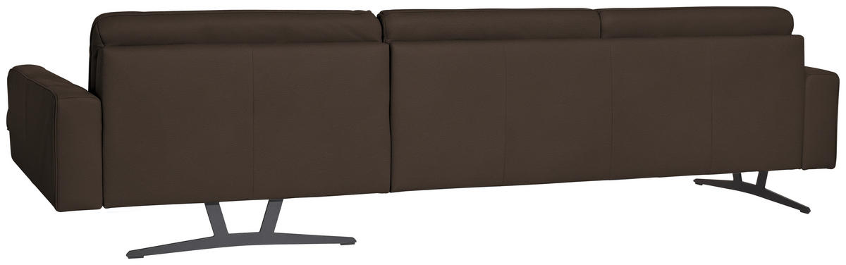 ECKSOFA in Echtleder Dunkelbraun  324/179 cm  - Anthrazit/Dunkelbraun, KONVENTIONELL, Leder/Metall (324/179cm) - Johann Jakob