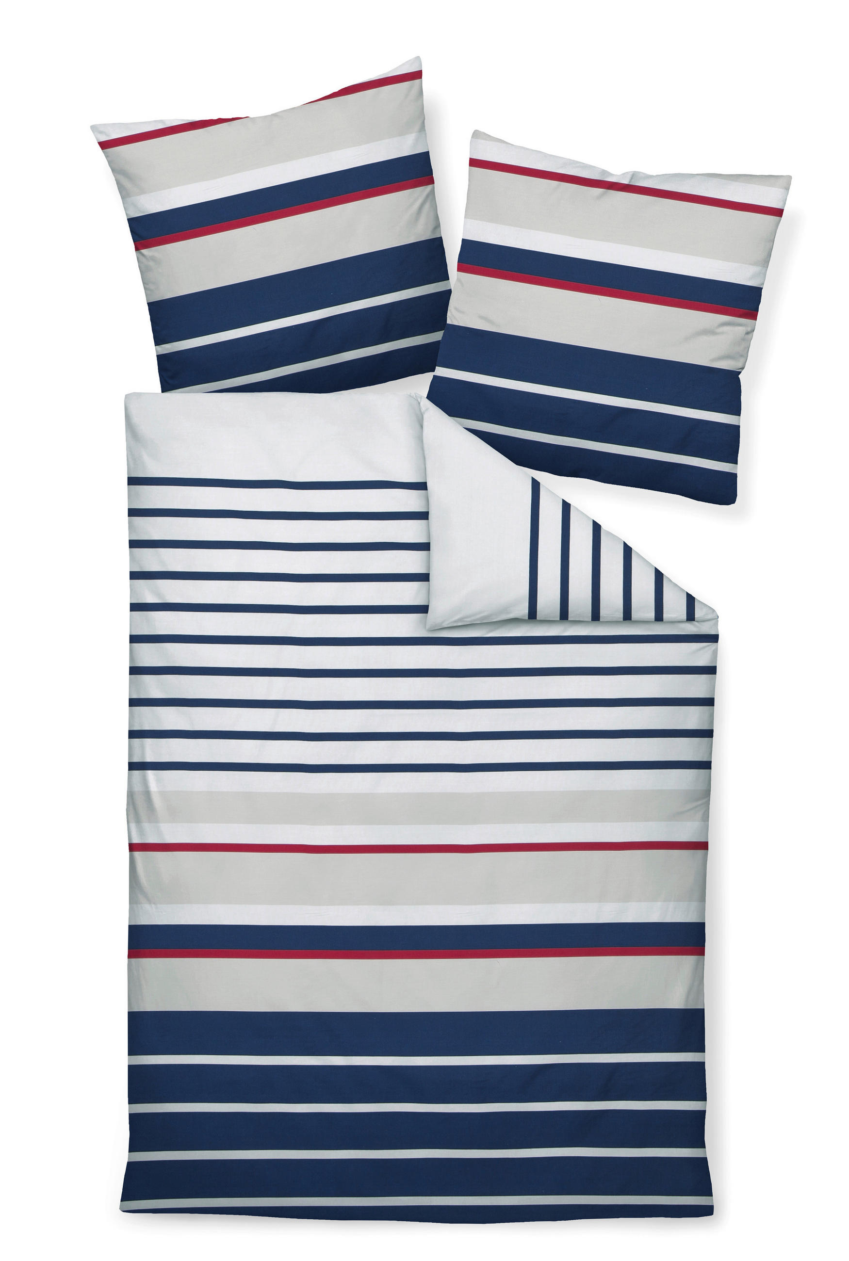 BETTWÄSCHE Makosatin  - Sandfarben/Blau, Basics, Textil (135/200cm) - Janine