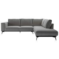 ECKSOFA in beflockt Dunkelgrau  - Dunkelgrau/Schwarz, Design, Holz/Textil (293/200cm) - MID.YOU