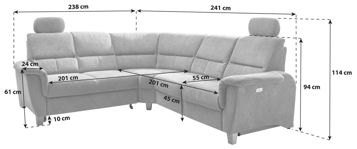 ECKSOFA  in Struktur Dunkelgrau  238/241 cm  - Wildeiche/Dunkelgrau, KONVENTIONELL, Holz/Textil (238/241cm) - Livetastic