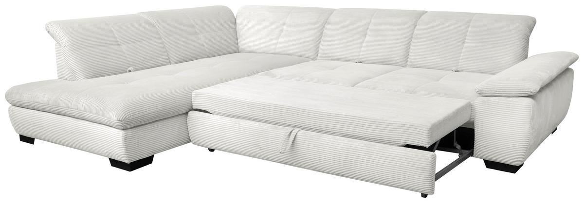 ECKSOFA in Cord Ecru  242/313 cm  - Ecru/Schwarz, Design, Textil/Metall (242/313cm) - Xora