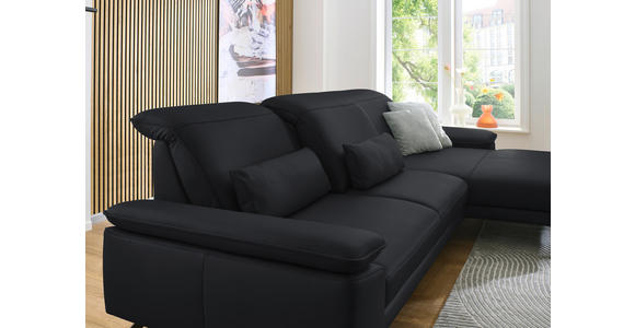 ECKSOFA in Echtleder Anthrazit  - Anthrazit/Schwarz, Design, Leder/Metall (332/193cm) - Dieter Knoll