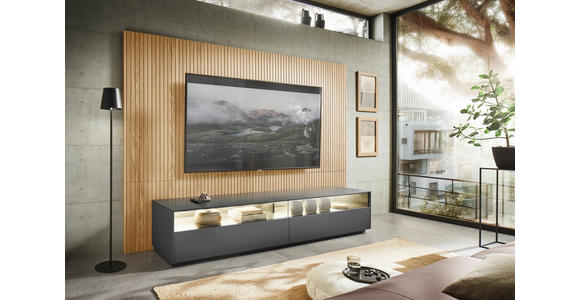 LOWBOARD Dunkelgrau  216/42/46 cm  - Dunkelgrau, Design, Glas/Holzwerkstoff (216/42/46cm) - Belluti