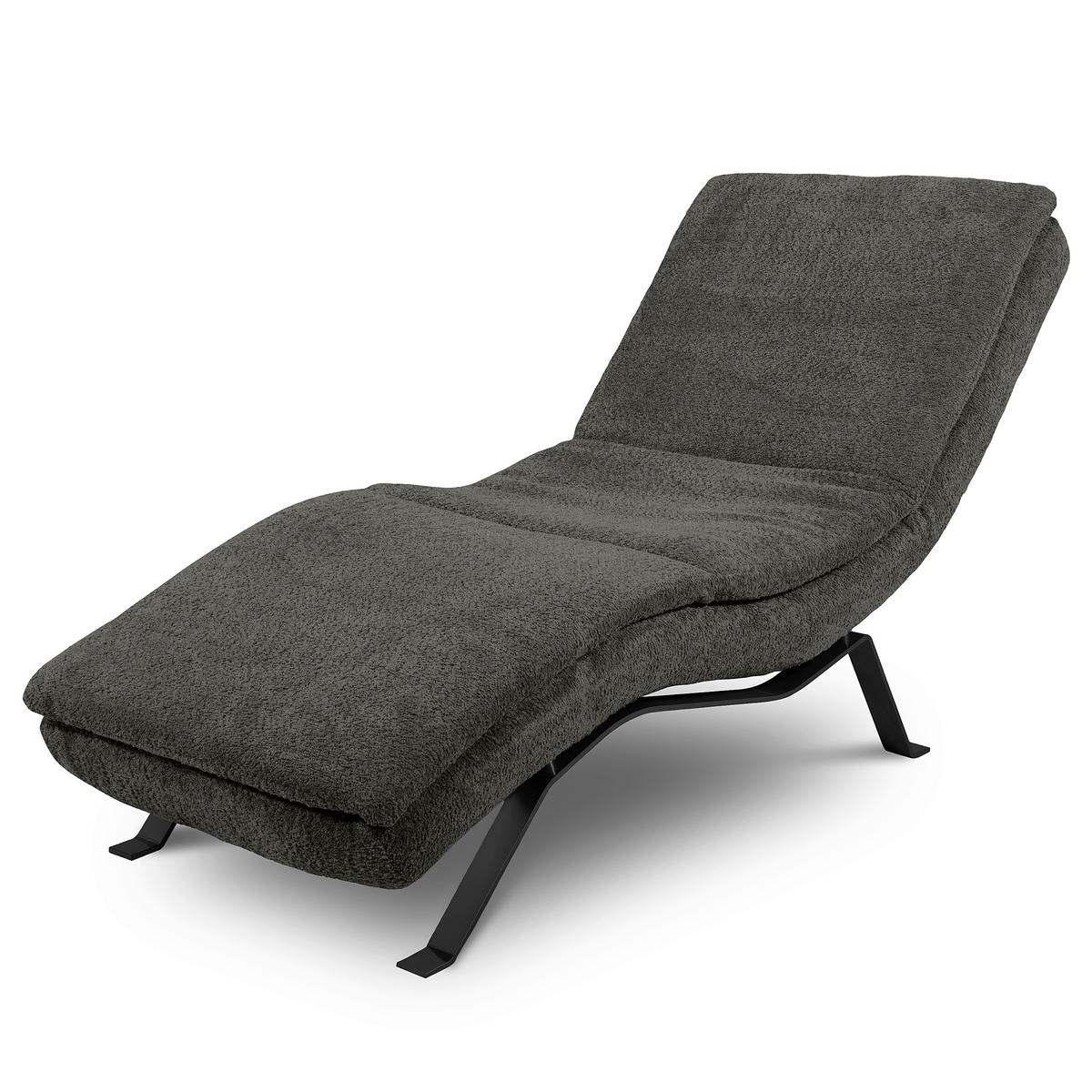 RELAXLIEGE Echtleder Anthrazit  - Anthrazit/Schwarz, Design, Leder/Metall (65/95/171cm) - Celina Home