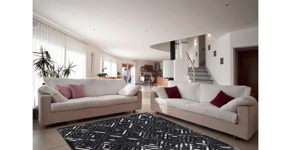 FLACHWEBETEPPICH 80/150 cm Spark 410 Schwarz / Silber Schwarz, Silberfarben  - Silberfarben/Schwarz, Basics, Leder/Textil (80/150cm) - Novel