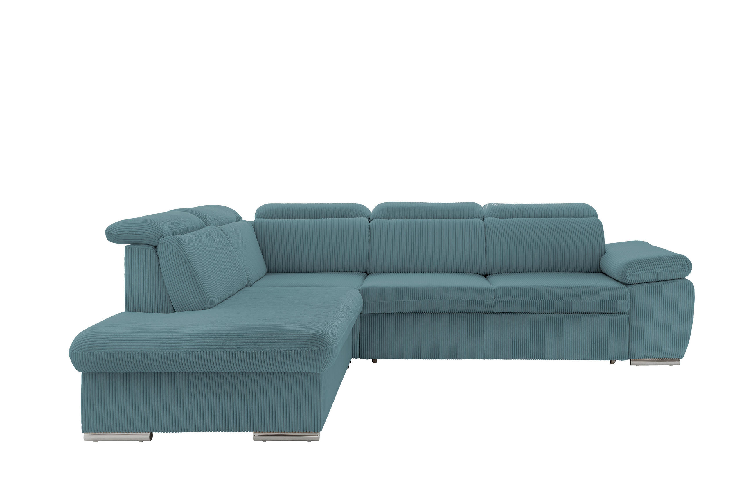 ECKSOFA in Cord Petrol  - Chromfarben/Petrol, Design, Textil/Metall (228/283cm) - Livetastic