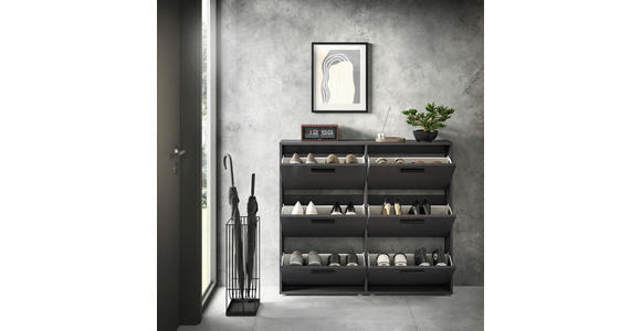 SCHUHKIPPER - Anthrazit/Schwarz, Design, Holzwerkstoff/Kunststoff (116/103/17cm) - Carryhome