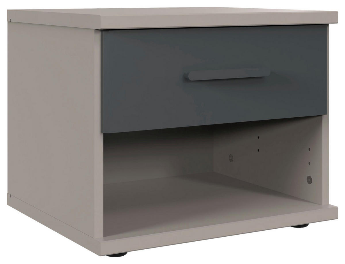 NACHTKÄSTCHEN 46/38/40 cm  in Graphitfarben, Grau, Sahara  - Graphitfarben/Schwarz, Design, Holzwerkstoff/Kunststoff (46/38/40cm) - Carryhome