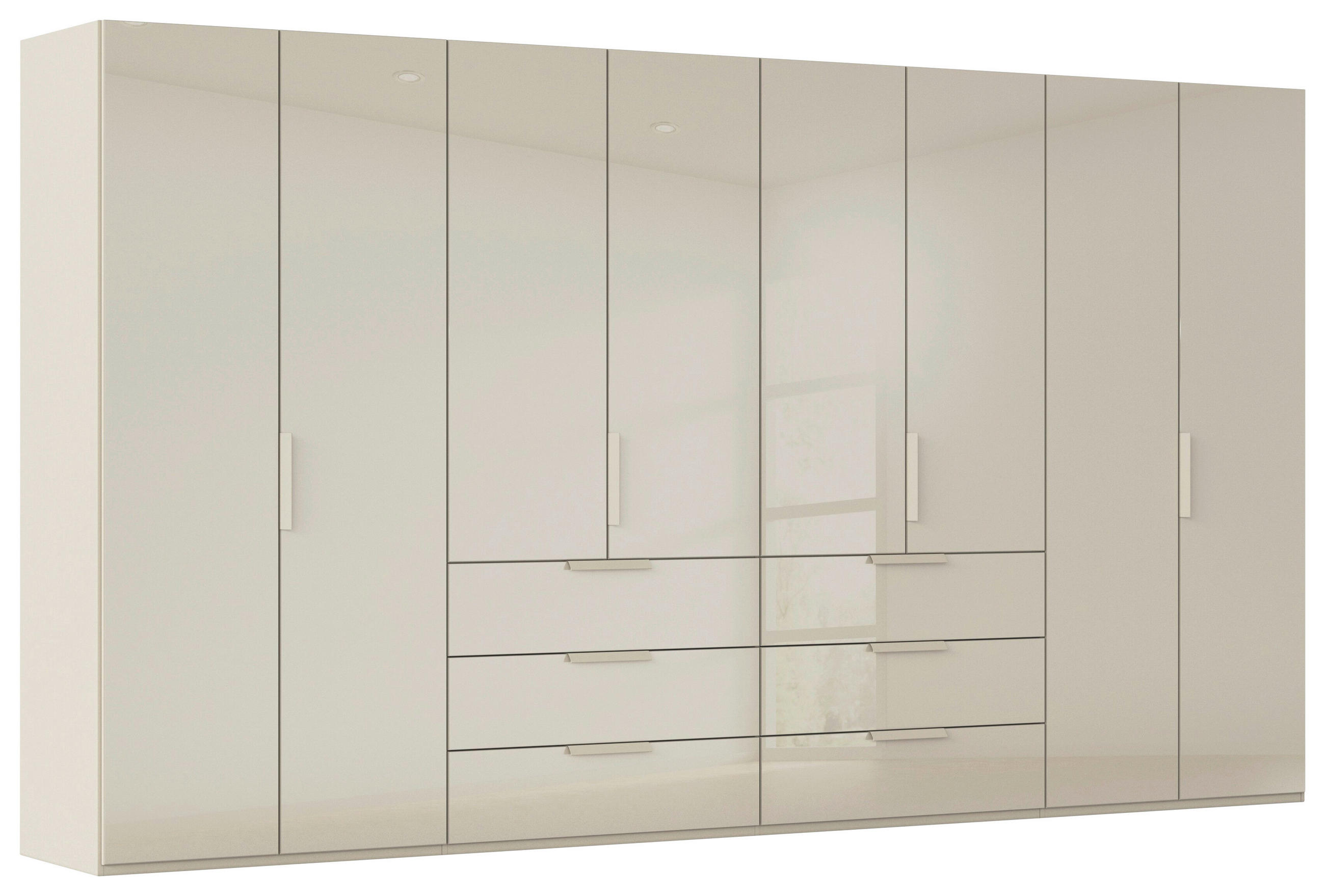 DREHTÜRENSCHRANK 400/235/61 cm,  in Champagner, 8-türig  - Champagner, Basics, Glas/Holzwerkstoff (400/235/61cm) - Novel