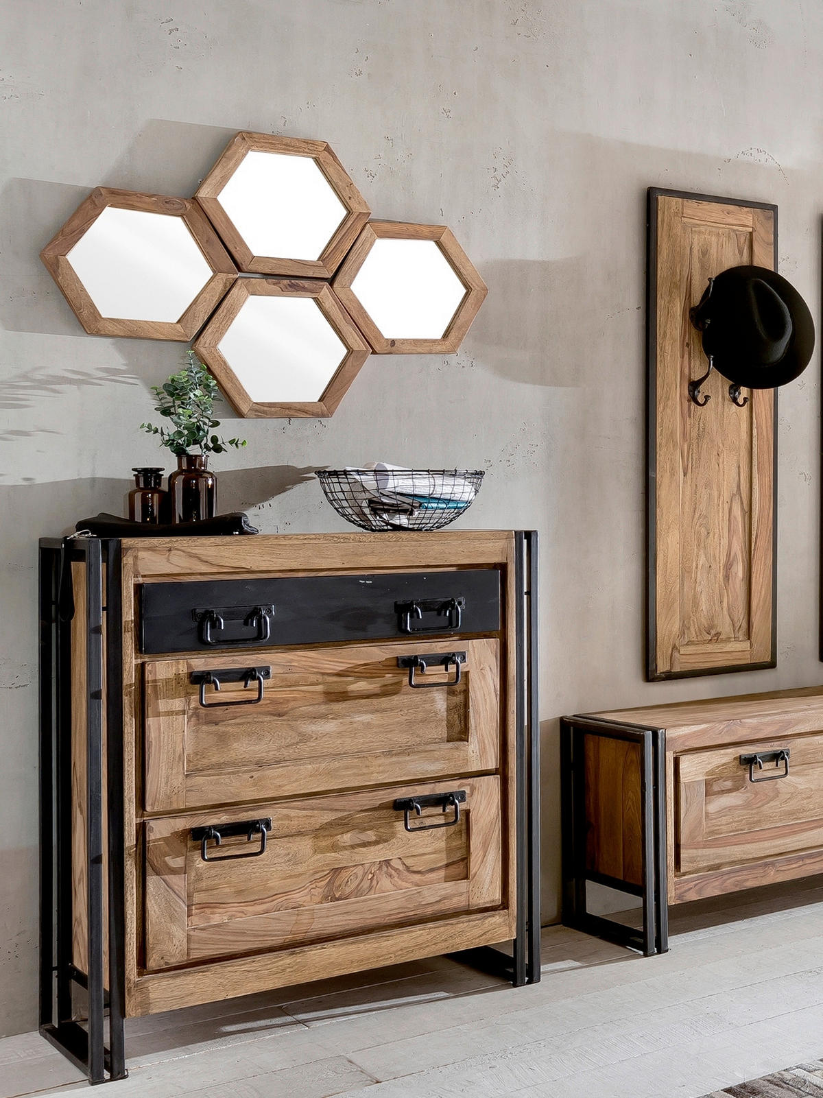 SPIEGEL 35/35/4 cm  - Naturfarben, Design, Glas/Holz (35/35/4cm) - MID.YOU