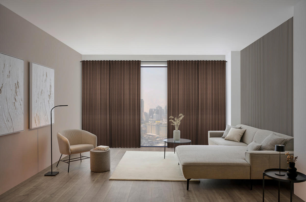 KÉSZFÜGGÖNY részben fényzáró  - barna, Konventionell, textil (140/245cm) - Dieter Knoll