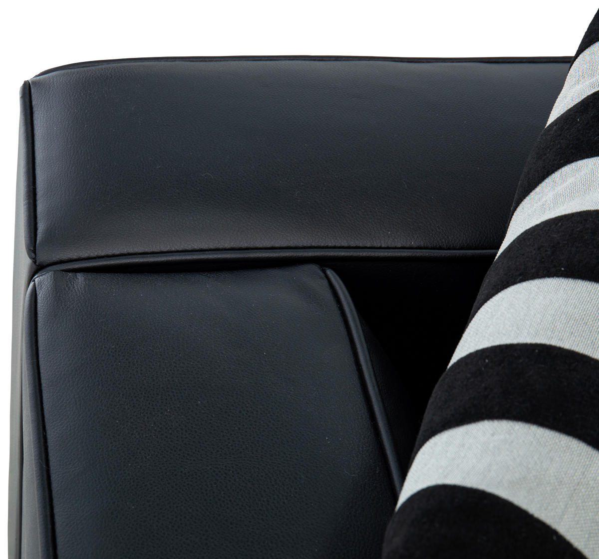 3-SITZER-SOFA LOTTA Lederlook Schwarz  - Schwarz/Weiß, Design, Kunststoff/Textil (232/66/95cm) - Livetastic