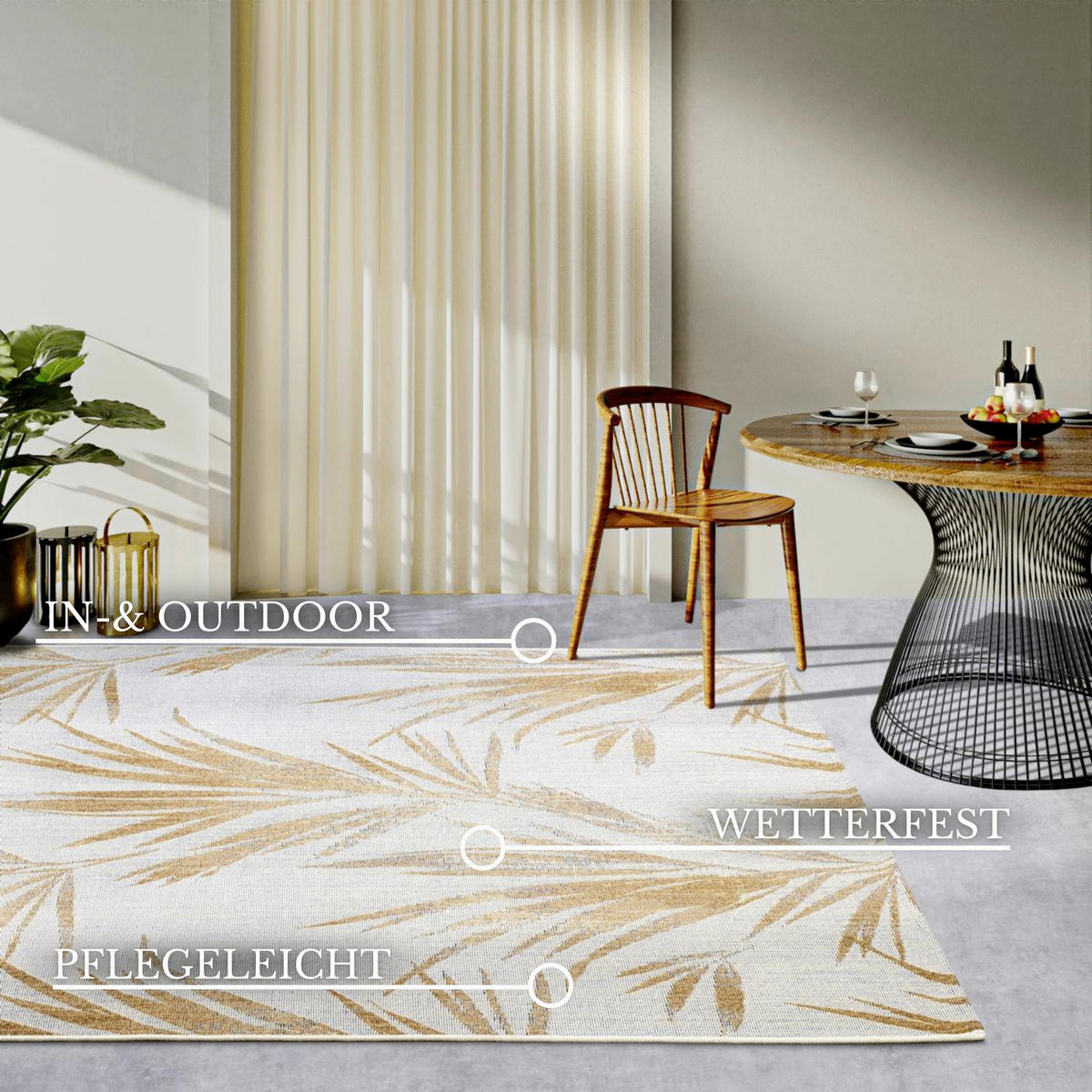 OUTDOORTEPPICH 200/285 cm Kollektion 1767 Creme, Goldfarben  - Goldfarben/Creme, Design, Kunststoff (200/285cm) - Villeroy & Boch