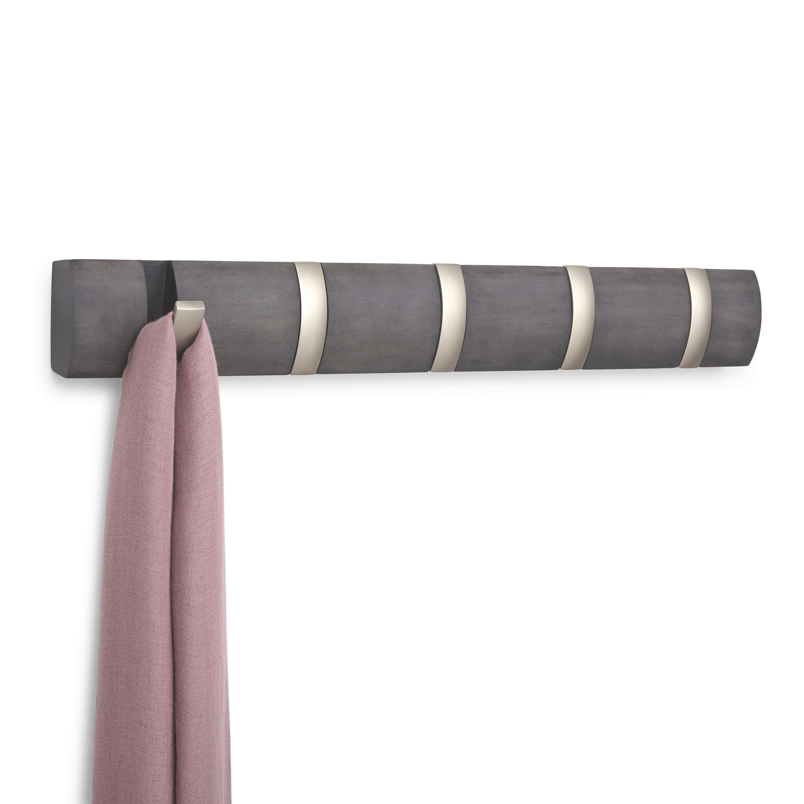 VJEŠALICA ZIDNA tamno siva drvo, metal - tamno siva, Basics, drvo/metal (3/7/51cm) - Umbra