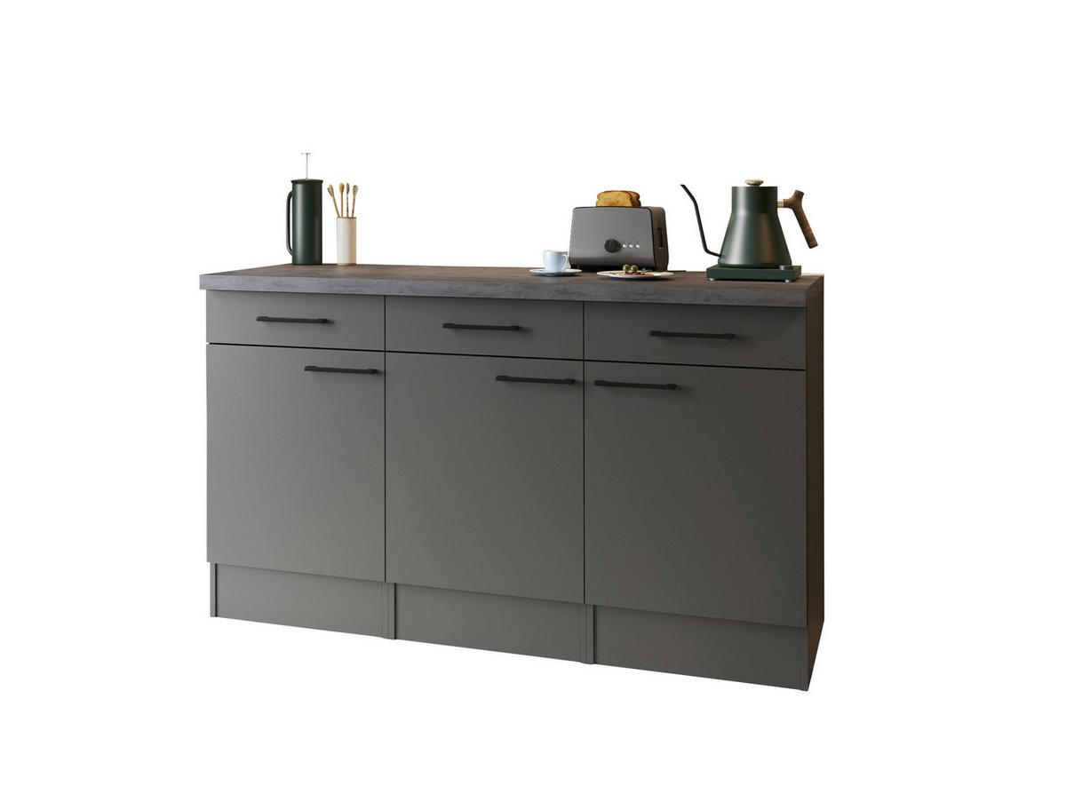 Corp Inferior De Bucătărie 150/90/60 cm   - negru/gri, Trend, metal/material pe bază de lemn (150/90/60cm) - Respekta