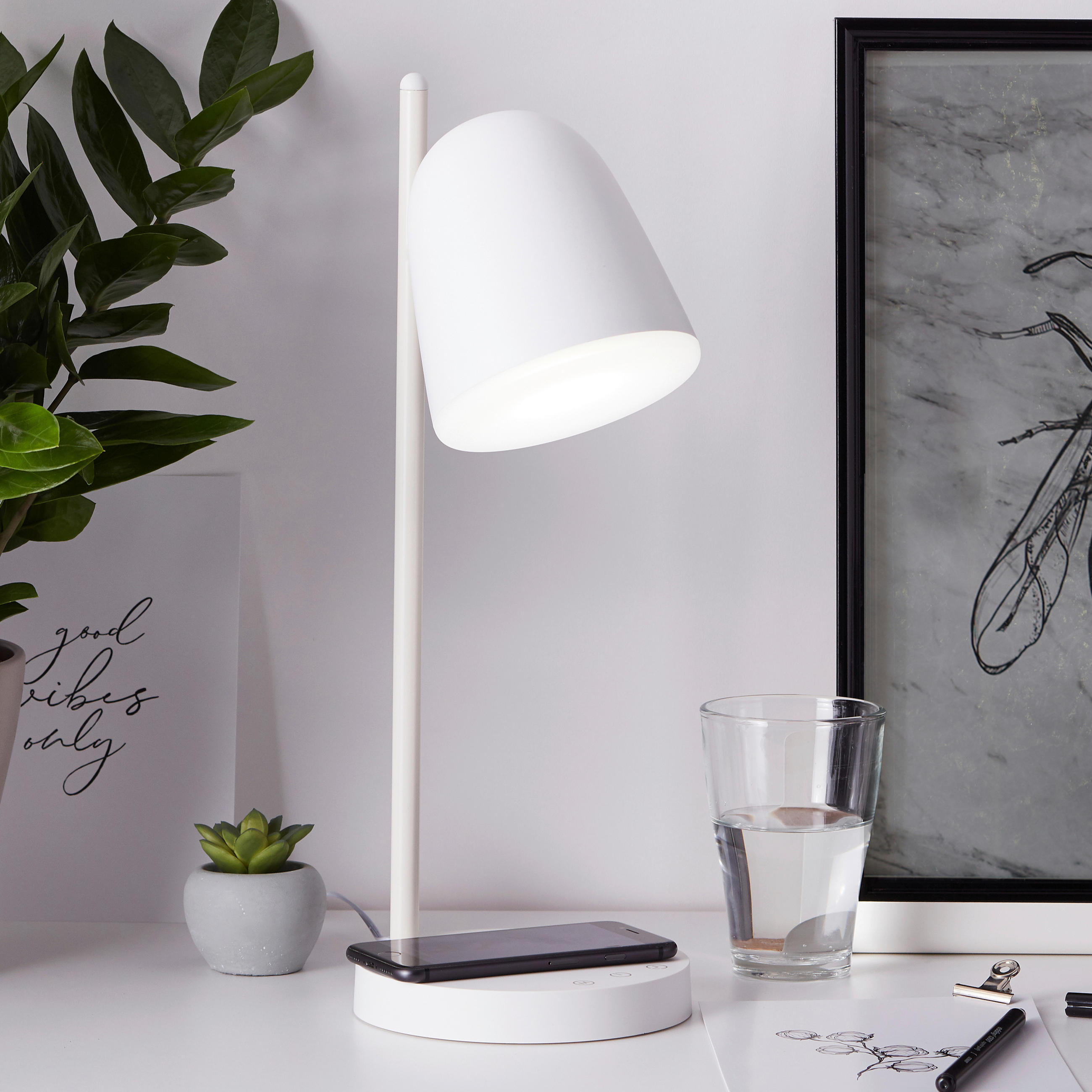 SCHREIBTISCHLEUCHTE - Weiss, Design, Kunststoff (15/17,5/41,2cm) - Brilliant