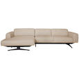 ECKSOFA in Struktur Sandfarben  163/305 cm  - Sandfarben/Eichefarben, Design, Holz/Textil (163/305cm) - Novel