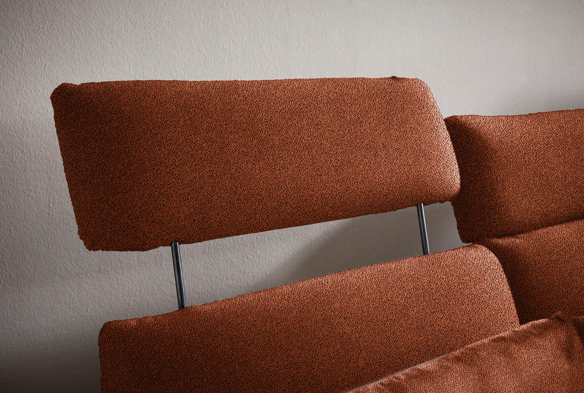 ECKSOFA in Flachgewebe Rostfarben  - Rostfarben/Schwarz, Design, Textil/Metall (259/152cm) - Dieter Knoll