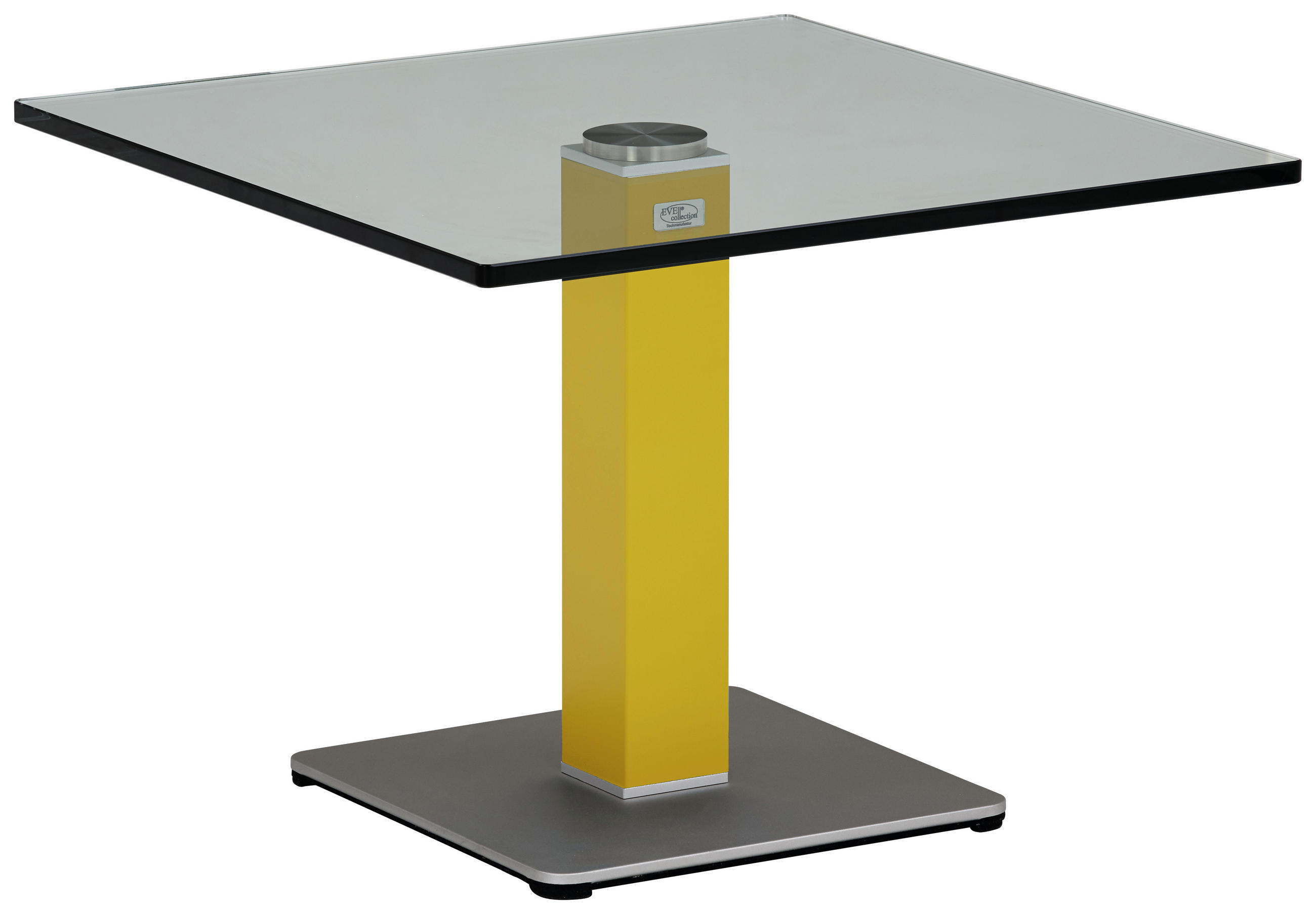 BEISTELLTISCH in Glas, Holzwerkstoff 60/60/44,5 cm  - Gelb/Silberfarben, KONVENTIONELL, Glas/Holzwerkstoff (60/60/44,5cm)