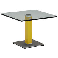 BEISTELLTISCH 60/60/44,5 cm Gelb, Silberfarben quadratisch  - Gelb/Silberfarben, KONVENTIONELL, Glas/Holzwerkstoff (60/60/44,5cm)