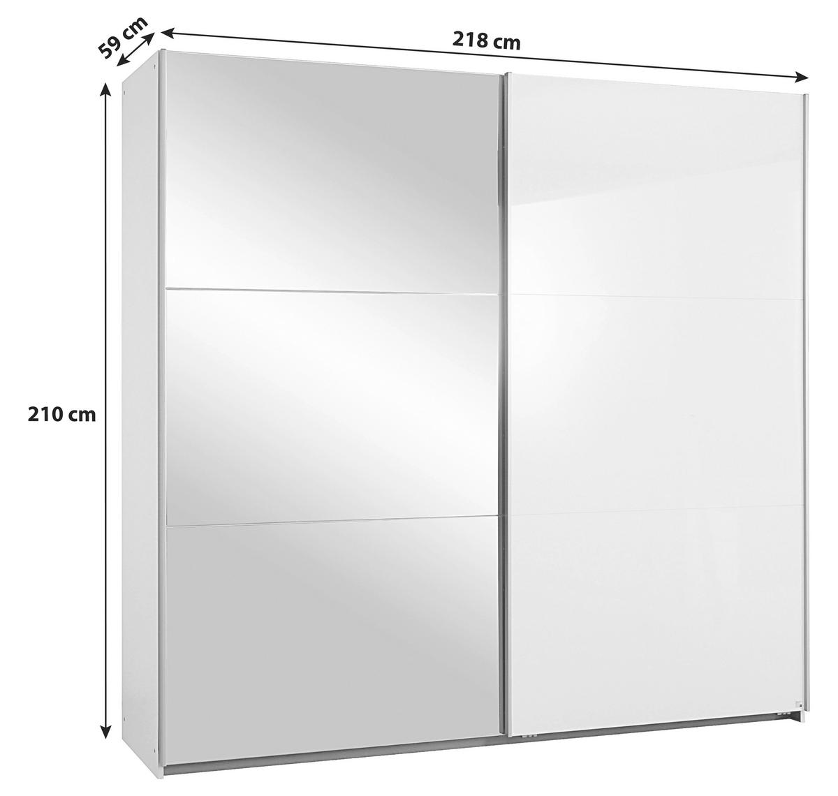 ORMAR S KLIZNIM VRATIMA siva, bijela   - bijela/siva, Konvencionalno, staklo/drvni materijal (218/210/59cm) - Xora