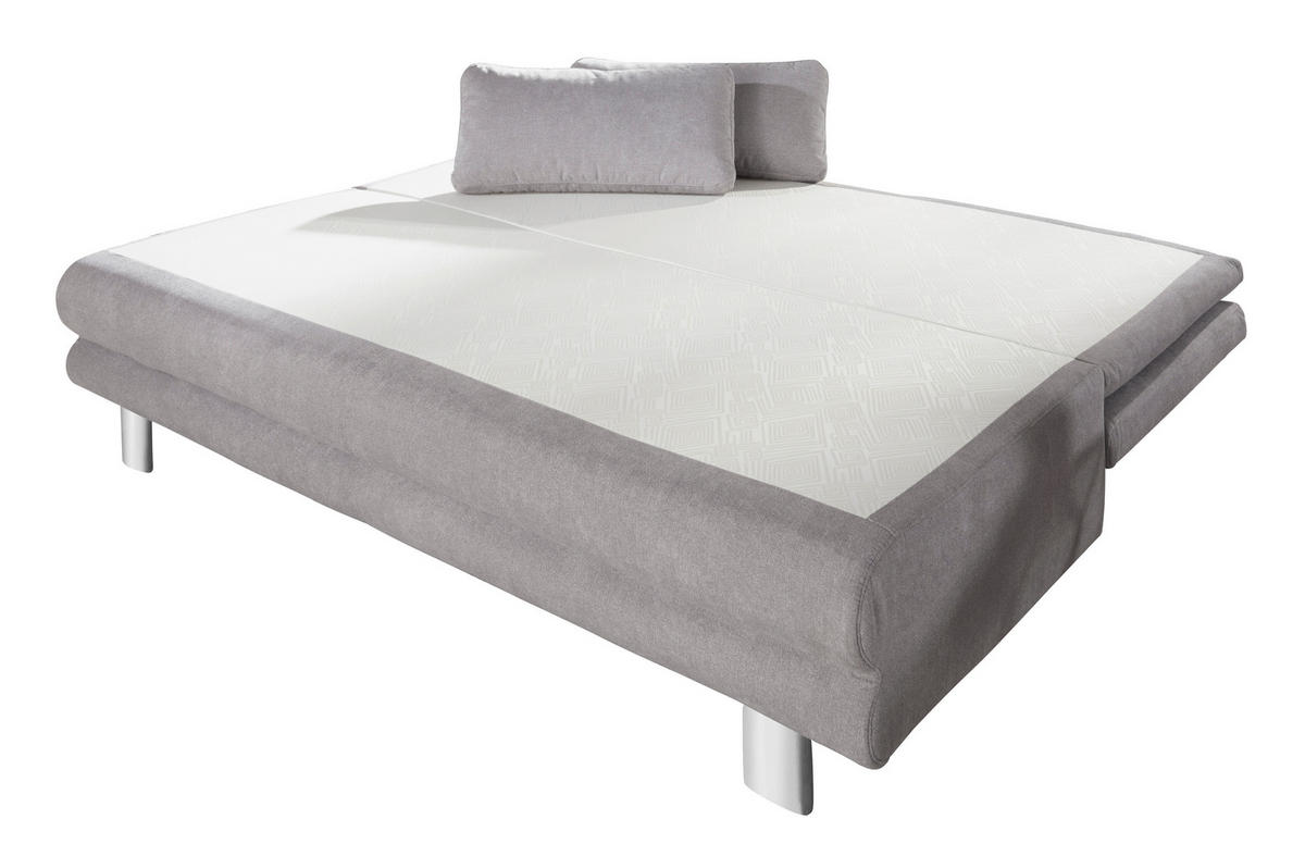 SCHLAFSOFA Chenille Hellgrau  - Chromfarben/Hellgrau, Design, Textil/Metall (194/96/86cm) - Novel