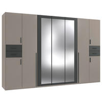 DREHTÜRENSCHRANK in Graphitfarben, Grau, Sahara  - Schwarz/Graphitfarben, Basics, Glas/Holzwerkstoff (313/208/58cm) - MID.YOU