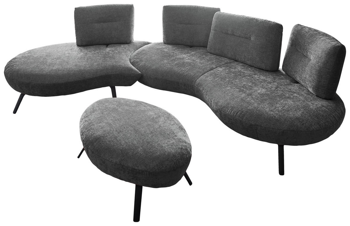BIGSOFA Flachgewebe Anthrazit  - Anthrazit/Schwarz, Design, Textil/Metall (456/93/138cm) - Moderano