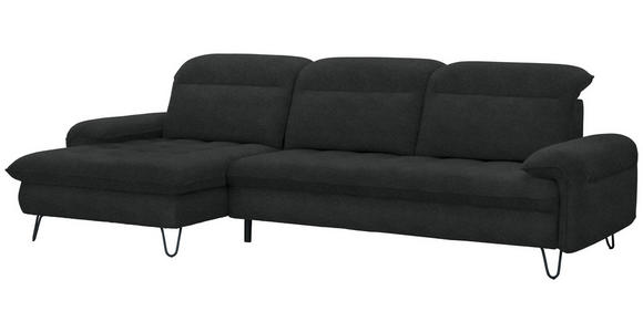 ECKSOFA in Webstoff Anthrazit  - Anthrazit/Schwarz, LIFESTYLE, Textil/Metall (180/310cm) - Valnatura