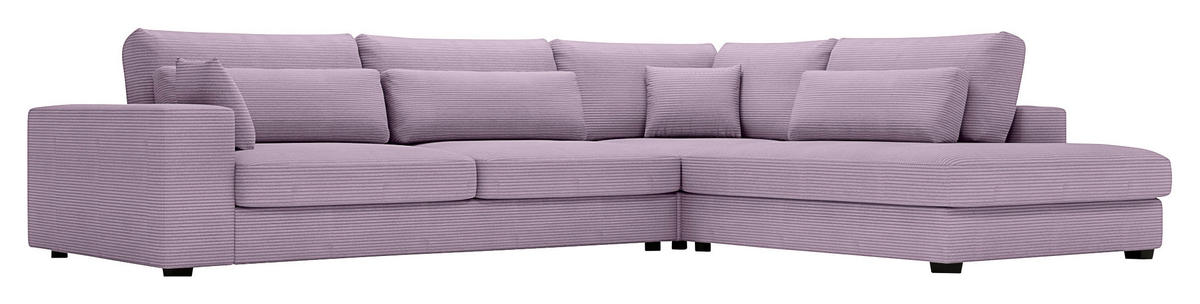 ECKSOFA in Cord Violett  - Violett/Schwarz, Konventionell, Kunststoff/Textil (314/250cm) - Carryhome