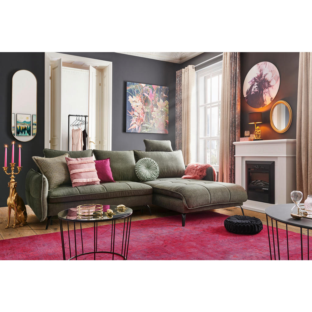 Thumbnail - Hom`in Ecksofa, Graphit, Textil, 4-Sitzer, Füllung: Schaumstoff, Ottomane rechts, L-Form, 273x180 cm, Stoffauswahl, Lieg...