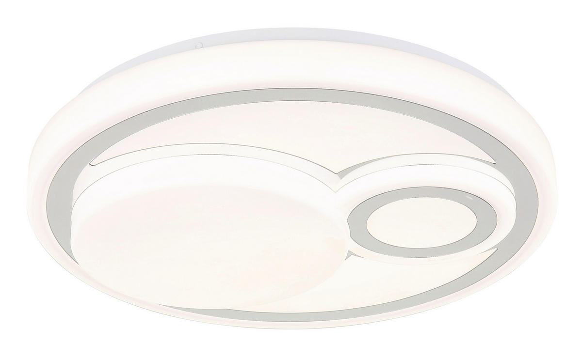 LED-DECKENLEUCHTE  38/7,5 cm    - Chromfarben/Weiss, Design, Kunststoff/Metall (38/7,5cm) - Globo
