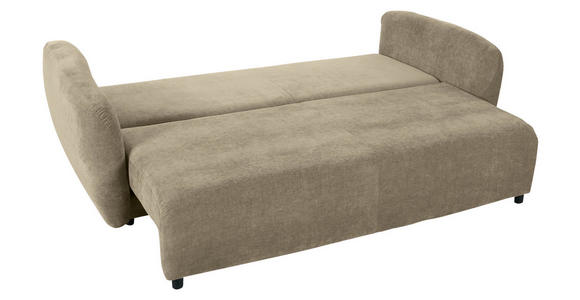 SCHLAFSOFA mit Liegefunktion, Schlafen auf Sitzhöhe, Rücken echt Flachgewebe Beige - Beige/Schwarz, KONVENTIONELL, Kunststoff/Textil (250/74/108cm) - Carryhome