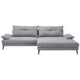 ECKSOFA in Flachgewebe Dunkelgrau  - Dunkelgrau/Schwarz, KONVENTIONELL, Textil/Metall (294/176cm) - Carryhome