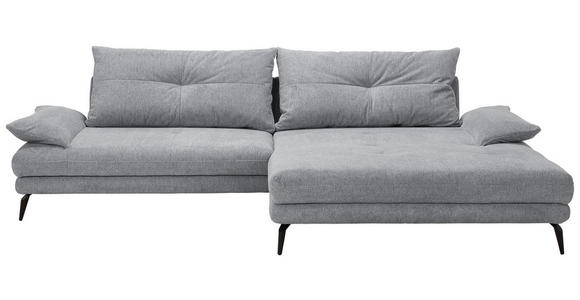 ECKSOFA in Flachgewebe Dunkelgrau  - Dunkelgrau/Schwarz, KONVENTIONELL, Textil/Metall (294/176cm) - Carryhome