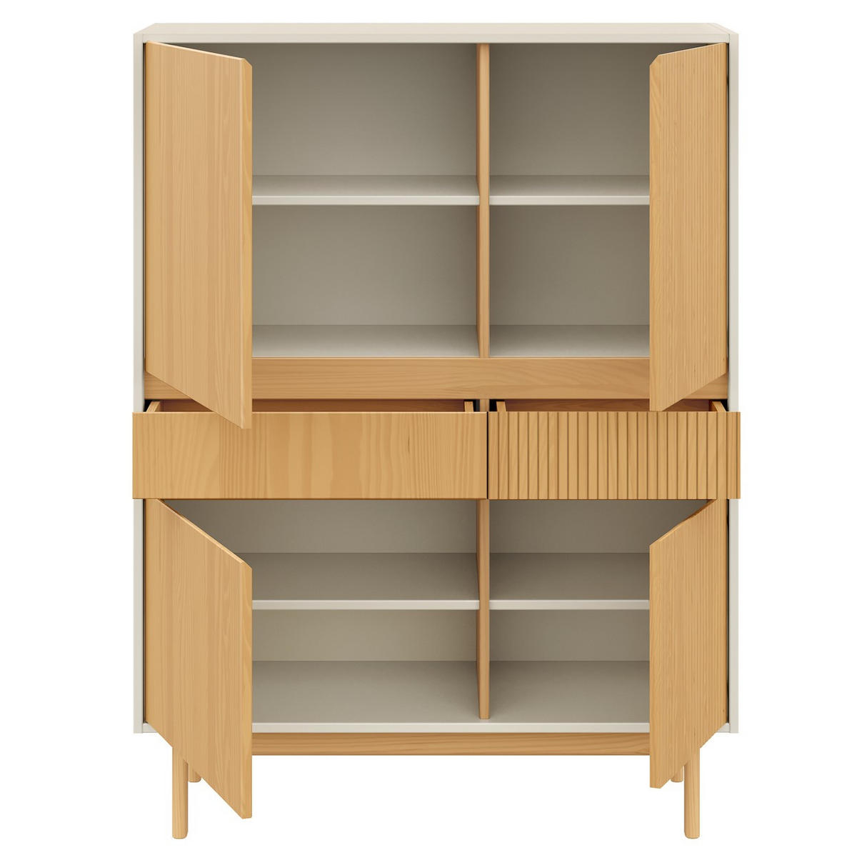 HIGHBOARD Cava  in 102/136/42 cm  - Beige/Naturfarben, Design, Holz (102/136/42cm) - Livetastic