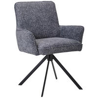 ARMLEHNSTUHL  in Eisen Flachgewebe  - Dunkelgrau/Schwarz, KONVENTIONELL, Textil/Metall (69/88/60cm) - Venda