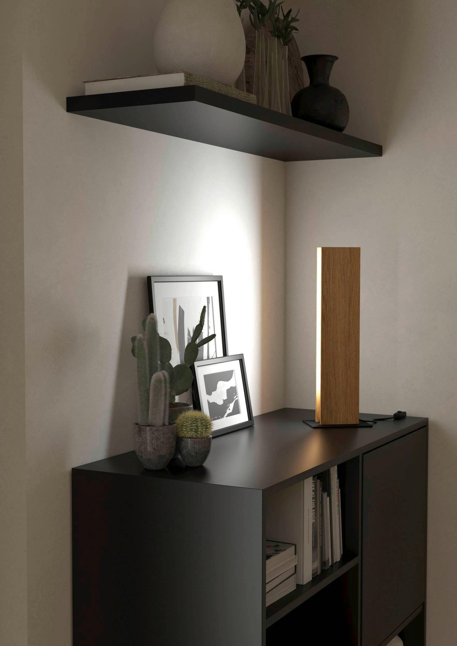 STOLNÍ LAMPA, 7,5/5,5/46,5 cm - bílá/černá, Natur, kov/dřevo (7,5/5,5/46,5cm) - Eglo