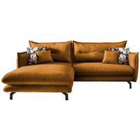 ECKSOFA Gelb Velours  - Gelb/Multicolor, MODERN, Textil/Metall (180/255cm) - Livetastic