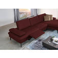 ECKSOFA in Echtleder Beere  - Beere/Schwarz, Design, Leder/Metall (325/157cm) - Dieter Knoll