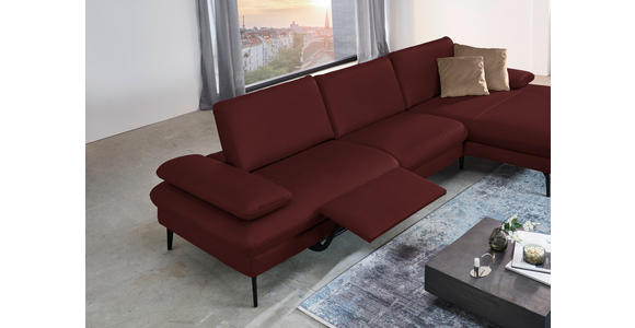 ECKSOFA in Echtleder Beere  - Beere/Schwarz, Design, Leder/Metall (325/157cm) - Dieter Knoll