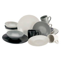 KOMBISERVICE Creme, Grau, Schwarz, Taupe MANHATTAN 16-teilig 4 Personen  - Taupe/Creme, Basics, Keramik - Creatable