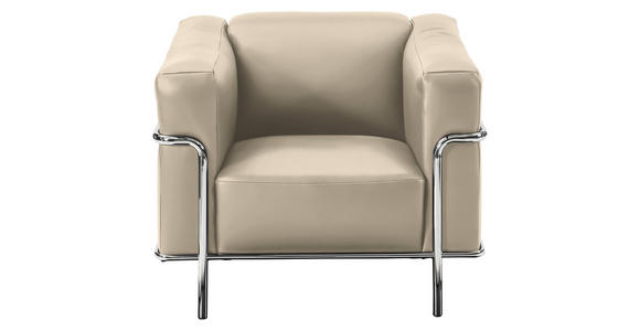 SESSEL in Echtleder Creme - Chromfarben/Creme, Design, Leder/Metall (91/67/96cm) - Johann Jakob