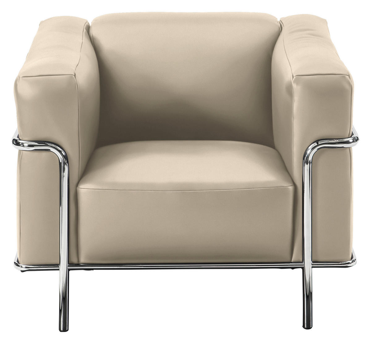 SESSEL in Echtleder Creme  - Chromfarben/Creme, Design, Leder/Metall (91/67/96cm) - Johann Jakob