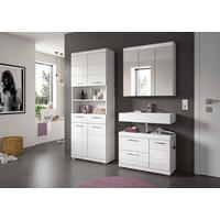 BADEZIMMER 3-teilig  in 169 cm  - Weiß Hochglanz/Silberfarben, Trend, Glas/Holzwerkstoff (169cm) - MID.YOU
